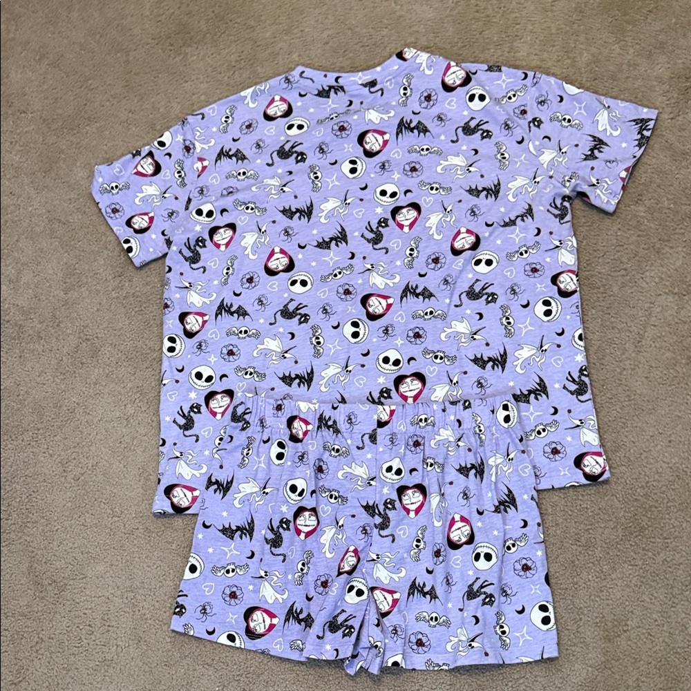 New Disney Nightmare Before Christmas Purple Graphic Women's 2 Piece Pajama Set - Picture 7 of 7
